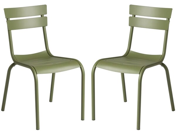 Magnolia Olive Green Outdoor Aluminium Side Chairs In Pair