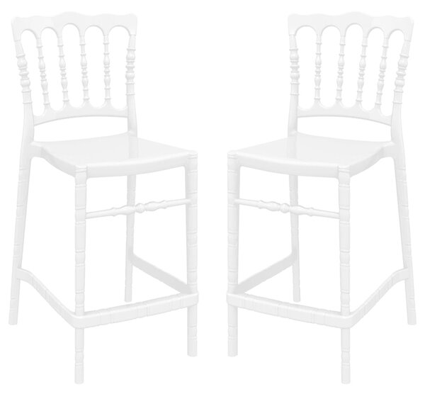 Oregon Glossy White Polycarbonate Bistro Chairs In Pair