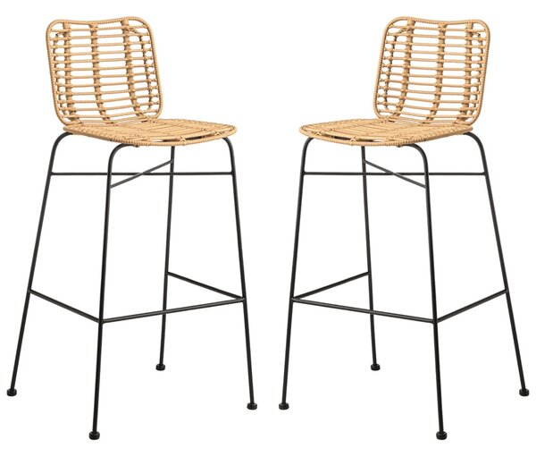 Ponoka Natural Rattan Stacking Bar Stools In Pair