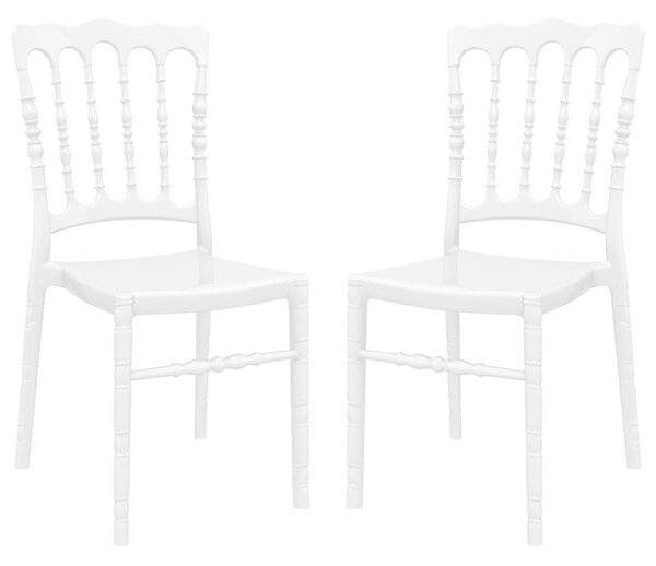 Oregon Glossy White Polycarbonate Side Chairs In Pair