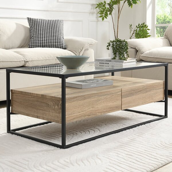 Urban Glass Top Edge Coffee Table In Sanremo Oak