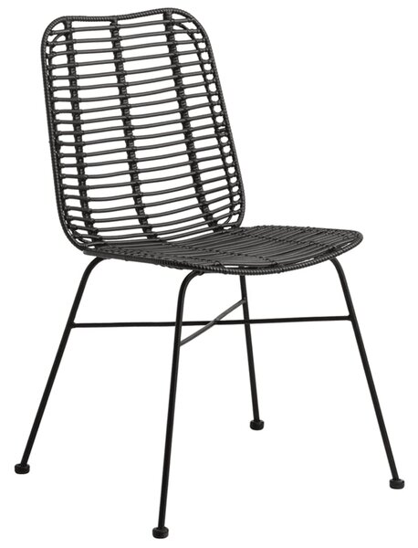 Ponoka Rattan Outdoor Stacking Side Chair In Black