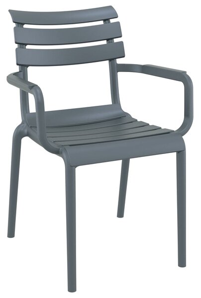 Pikeville Polypropylene Outdoor Armchairs In Dark Grey