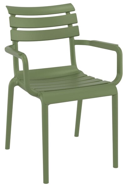 Pikeville Polypropylene Outdoor Armchairs In Olive Green