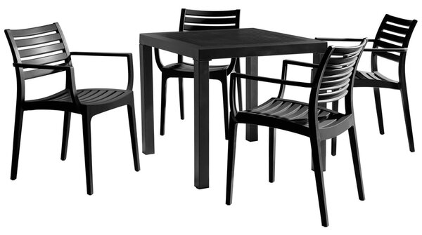 Albany Outdoor Wooden Dining Table With 4 Alto Chairs In Black