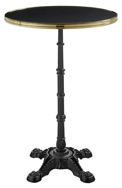 Pontiac 60cm Gold Rim Wooden Bar Height Table In Black