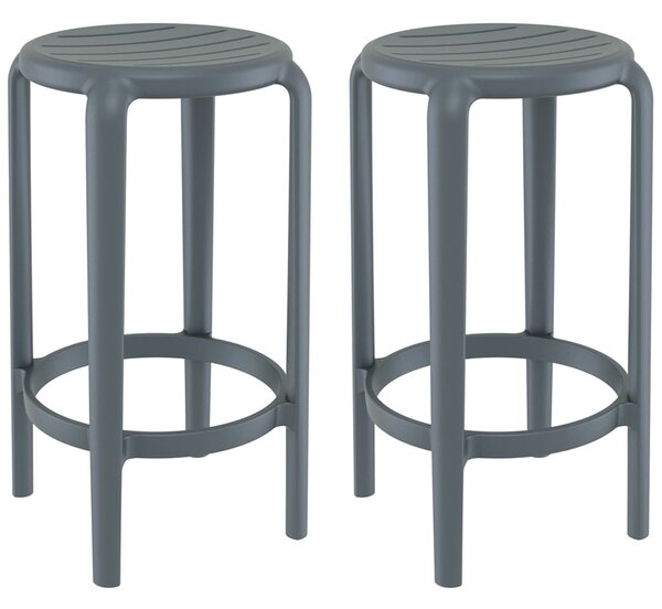 Tacoma Dark Grey 75cm Polypropylene Stools In Pair