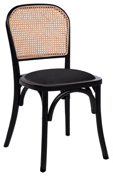 Salado Natural Rattan Bistro Chair With Black Velvet Seat