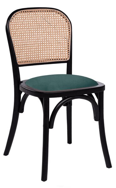 Salado Natural Rattan Bistro Chair With Green Velvet Seat