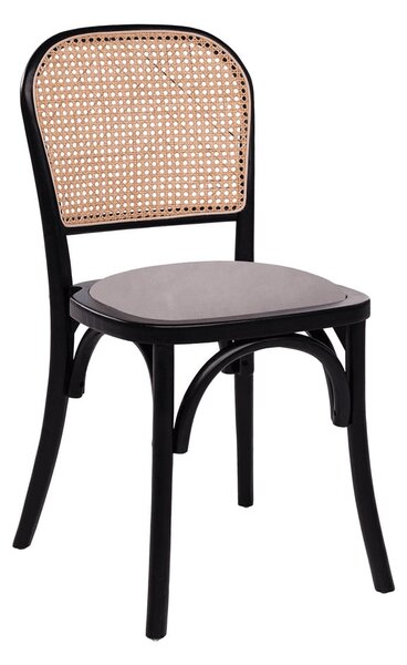 Salado Natural Rattan Bistro Chair With Cream Velvet Seat