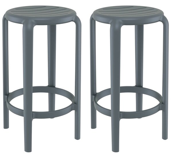Tacoma Dark Grey 65cm Polypropylene Stools In Pair