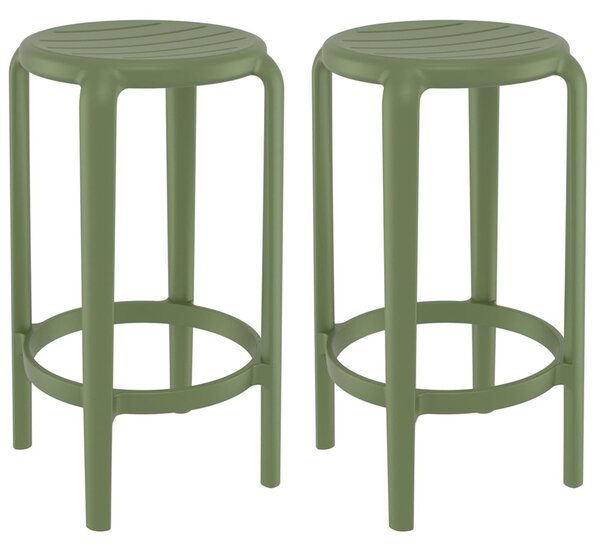 Tacoma Olive Green 75cm Polypropylene Stools In Pair