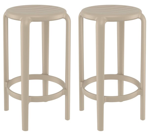 Tacoma Taupe 75cm Polypropylene Stools In Pair