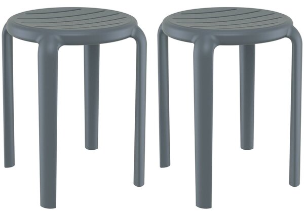 Tacoma Dark Grey 45cm Polypropylene Stools In Pair