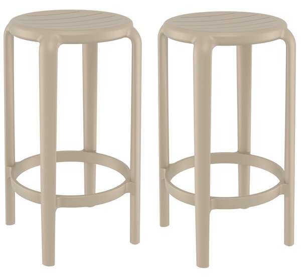 Tacoma Taupe 65cm Polypropylene Stools In Pair