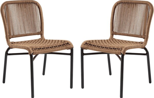 Rialto Natural Rattan Bar Chairs With Black Metal Frame In Pair