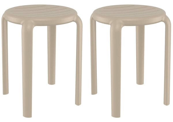 Tacoma Taupe 45cm Polypropylene Stools In Pair