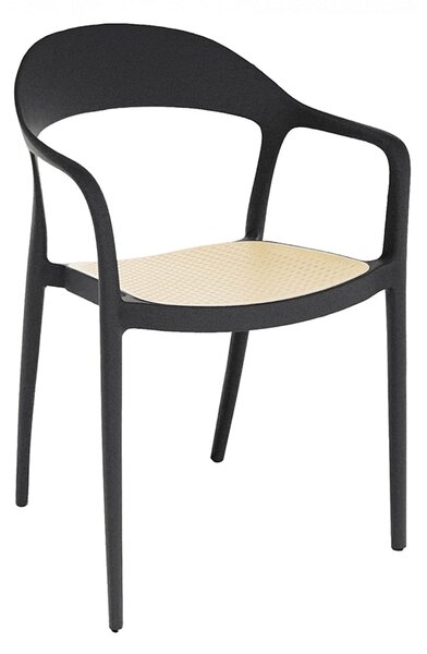 Wilson Outdoor Polypropylene Stacking Armchair In Black