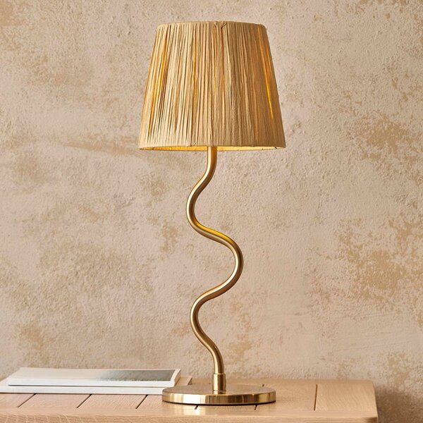 Tampa Fabric Table Lamp In Aged Brushed Brass