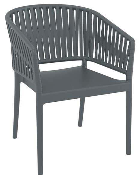 Penwell Polypropylene Outdoor Armchair In Dark Grey