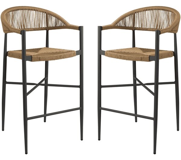 Alamosa Natural Rattan Bar Stools With Aluminium Frame In Pair
