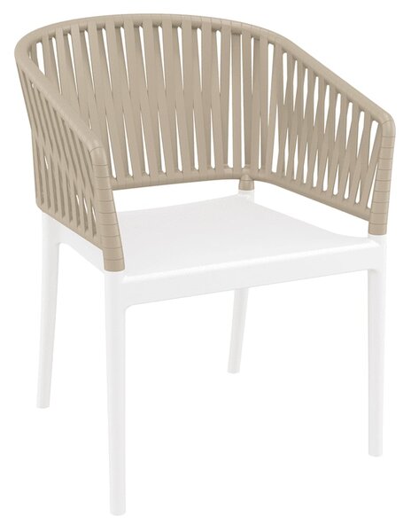Penwell Polypropylene Outdoor Armchair In White And Taupe