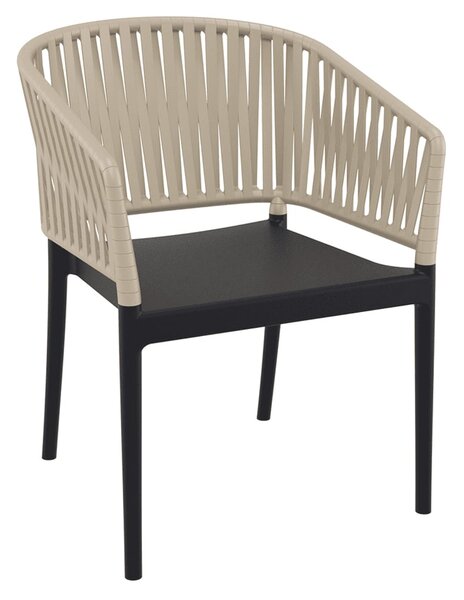 Penwell Polypropylene Outdoor Armchair In Black And Taupe
