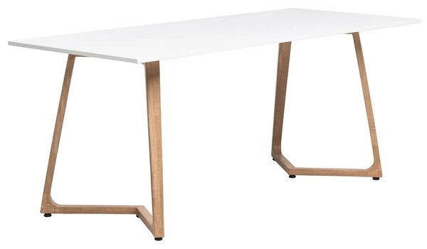 Wichita 18mm MFC Top White Dining Table 180cm with Oak Legs