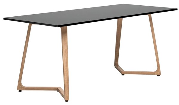 Wichita 18mm MFC Top Black Dining Table 180cm with Oak Legs