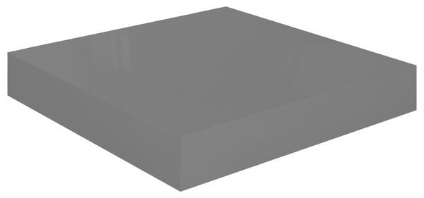 Floating Wall Shelf High Gloss Grey 23x23.5x3.8 cm MDF