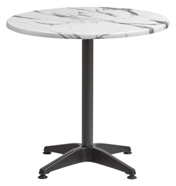 Fernie 70cm Carrara Marble Effect Round Bistro Table With Black Base