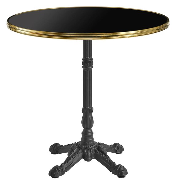 Pontiac 60cm Gold Rim Wooden Bistro Table In Dark Marble Effect