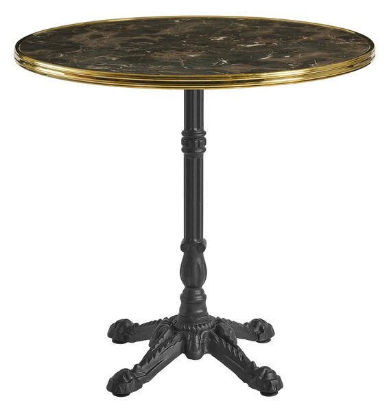 Pontiac 60cm Gold Rim Wooden Bistro Table In Black Marble Effect