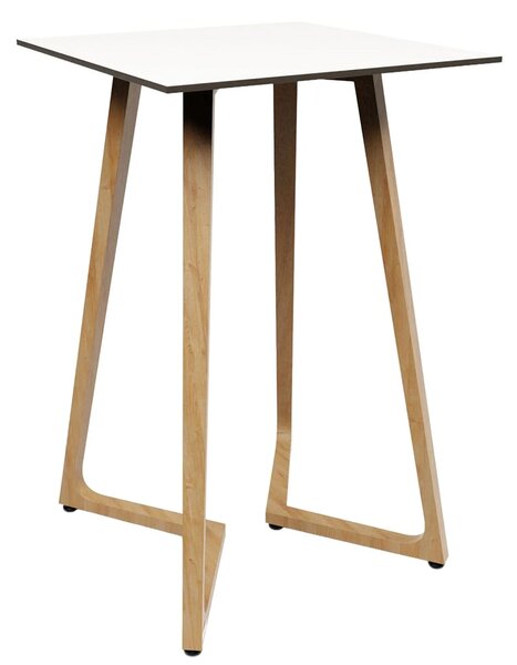 Wichita 12mm HPL Top White Bar Table 70cm with Oak Legs