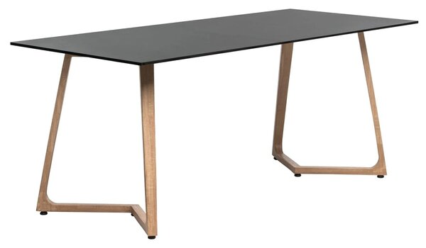 Wichita 12mm HPL Top Black Dining Table 180cm with Oak Legs