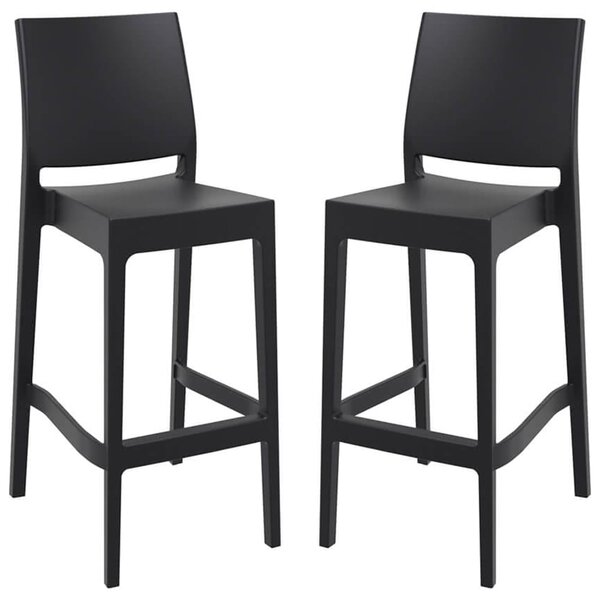 Mesa Black Polypropylene Bar Stools With Glass Fiber In Pair