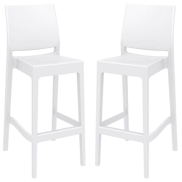 Mesa White Polypropylene Bar Stools With Glass Fiber In Pair