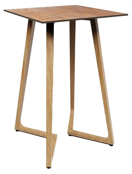 Wichita 12mm HPL Top Rust Bar Table 70cm with Oak Legs