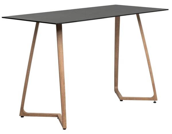 Wichita 12mm HPL Top Black Bar Table 180cm with Oak Legs