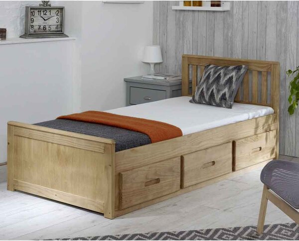 Marietta Storage Single Bed With 3 Drawers In Waxed