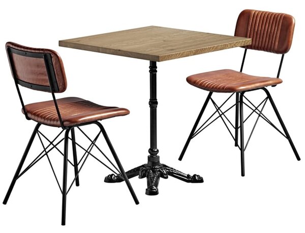 Dinas Wooden Dining Table With 2 Brown Chairs