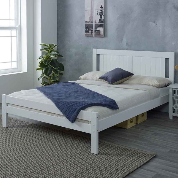 Gail Wooden King Size Bed In White