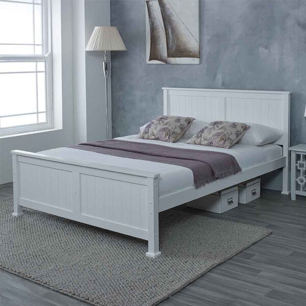 Manley Wooden King Size Bed In White