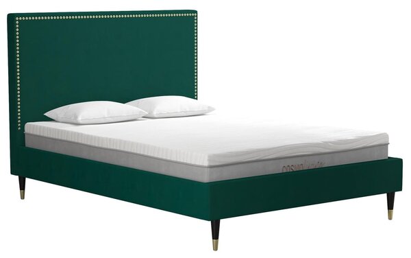 Tamper Velvet Double Bed In Green
