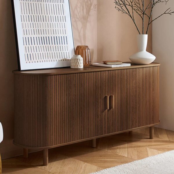 Avenel Wooden Storage Cabinet With 2 Sliding Doors In Walnut