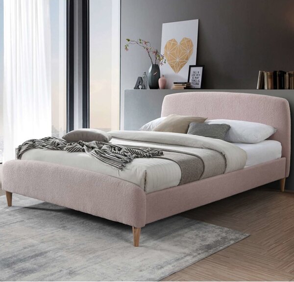 Otaola Fabric Double Bed In Pink