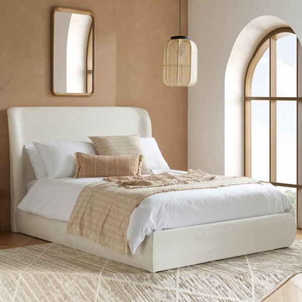 Laredo Fabric Ottoman Storage Double Bed In Cream