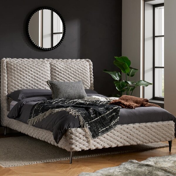Toulouse Fabric Double Bed In White