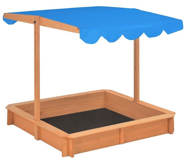 Yucaipa Wooden Sandbox With Adjustable Roof In Natural And Blue