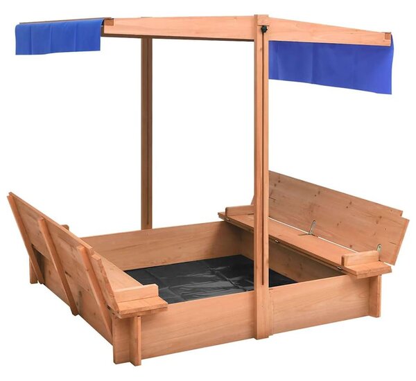 Yucaipa Wooden Boat Sandbox With Adjustable Roof In Natural And Blue
